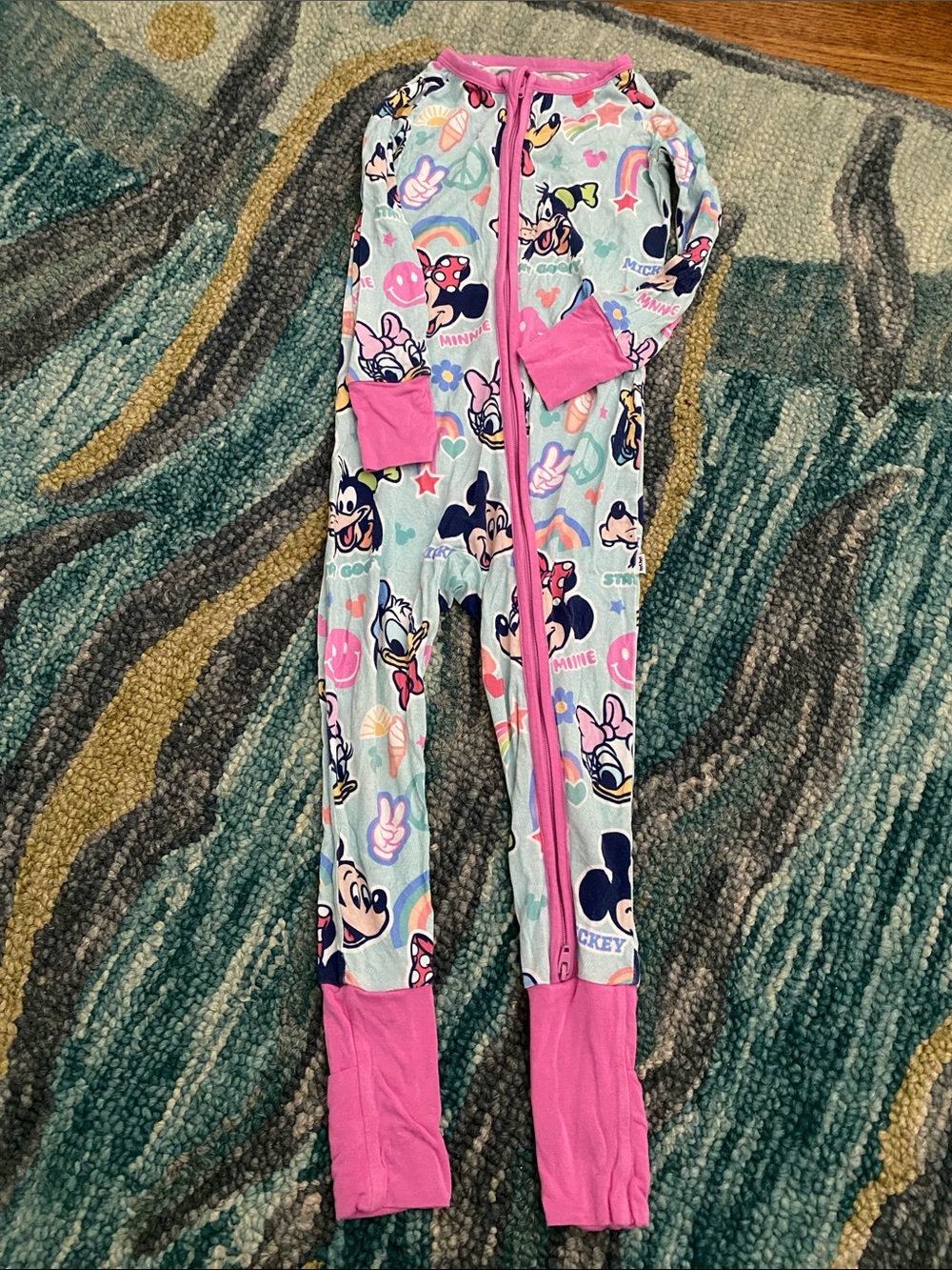 Little Sleepies Disney Minnie & Mickey Light Blue One-Piece Zippy Pajamas